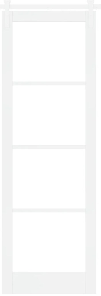 vidaXL Συρόμενη Πόρτα με Σετ Υλικών "ORKDAL" Λευκό Στερεό Ξύλο & Γυαλί