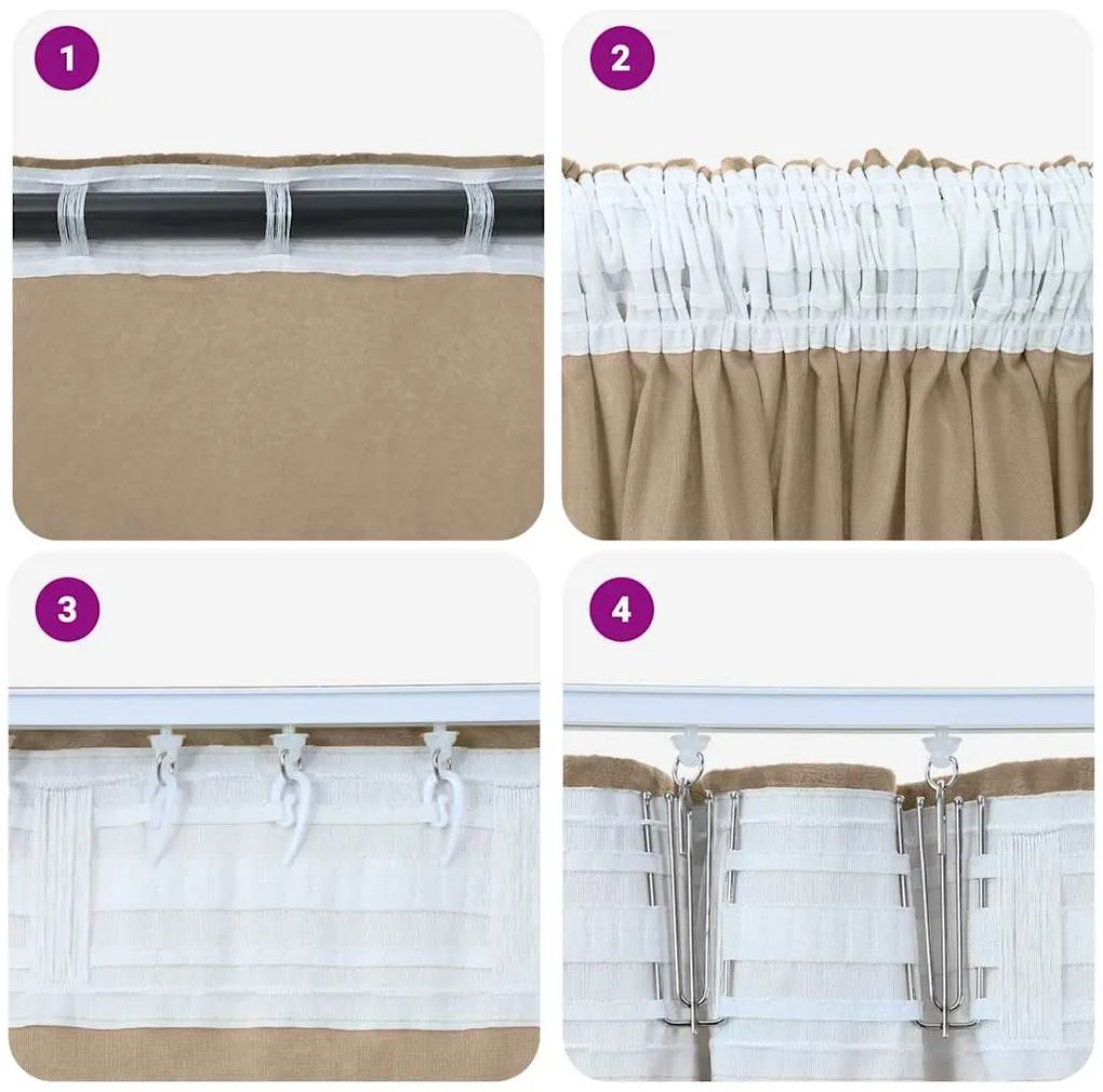 vidaXL Κουρτίνα με κουρτίνες 2 pcs Μπρονζέ 140 x 140 cm Βελούδο
