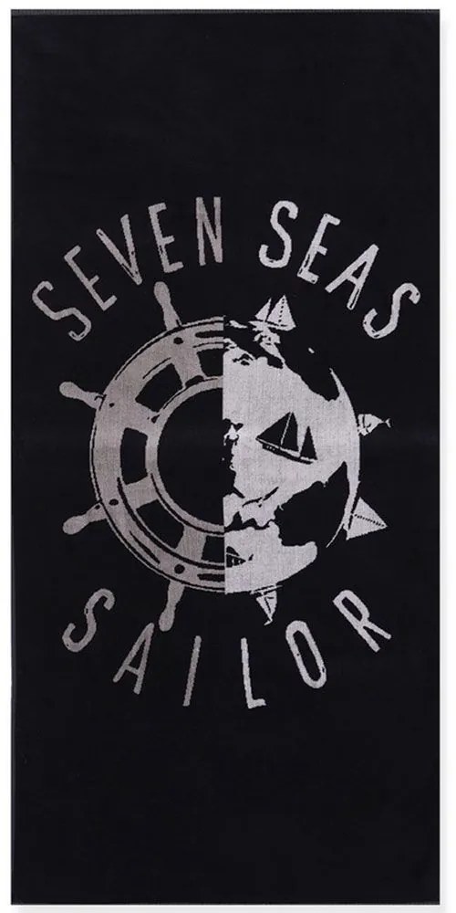 Πετσέτα Θαλάσσης Seven Seas Black Nef-Nef Θαλάσσης 80x160cm 100% Cotton