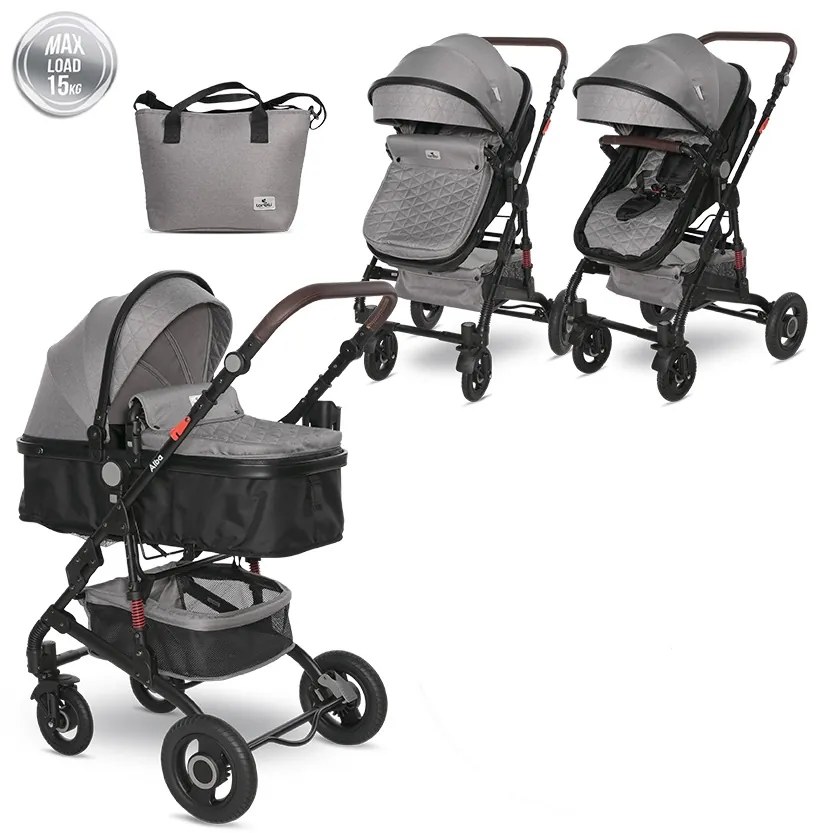 LORELLI 2 ΣΕ 1 ΚΑΡΟΤΣΙ ΑΝΤΙΣΤΡΕΨΙΜΟ ΚΑΙ ΜΕΤΑΤΡΕΠΟΜΕΝΟ ΣΕ ΚΑΛΑΘΟΥΝΑ ALBA PREMIUM OPALINE GREY 10021422302A