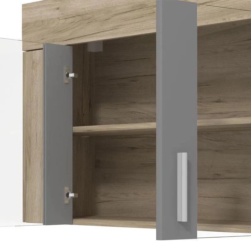 Σύνθεση κουζίνας LEONA 180 Grey oak - Γκρί 180x60x200 εκ. 180x60x200 εκ.