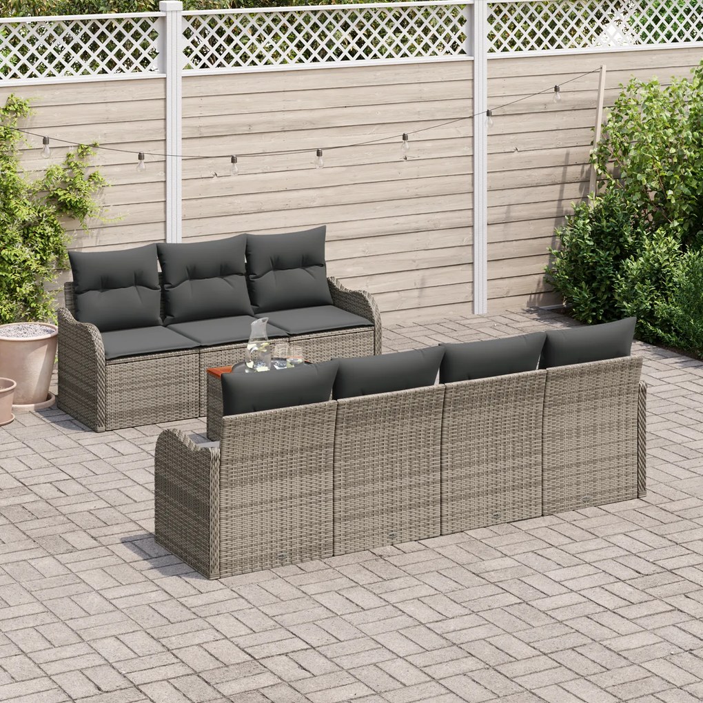 vidaXL Σέτ Σαπούνι Κήπου 8 pcs Γκρι Μεγάλο Ρατάν, Πολυεστέρας