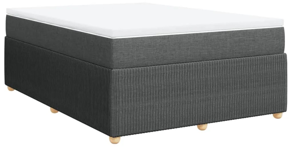 vidaXL Κρεβάτι Boxspring με Στρώμα Σκούρο Γκρι 140x200 εκ Υφασμάτινο