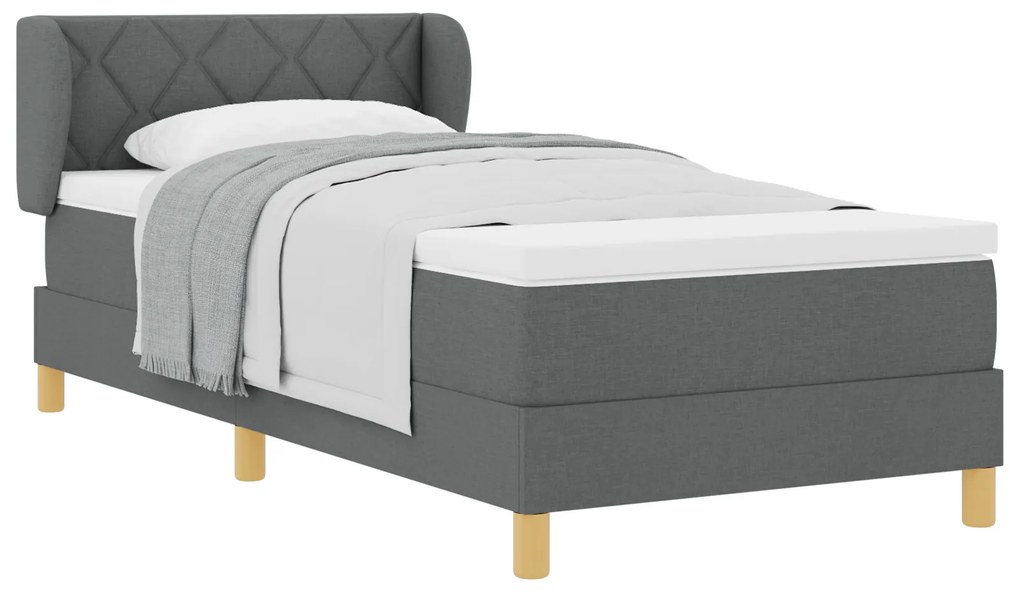 vidaXL Κρεβάτι Box Spring με Στρώμα - Σκούρο Γκρι, 100x200 εκ., Ύφασμα