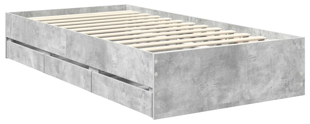 vidaXL Σκελετός Κρεβατιού Σκυρόδεμα Γκρι 90 x 190 cm Μηχανήματος Ξύλο