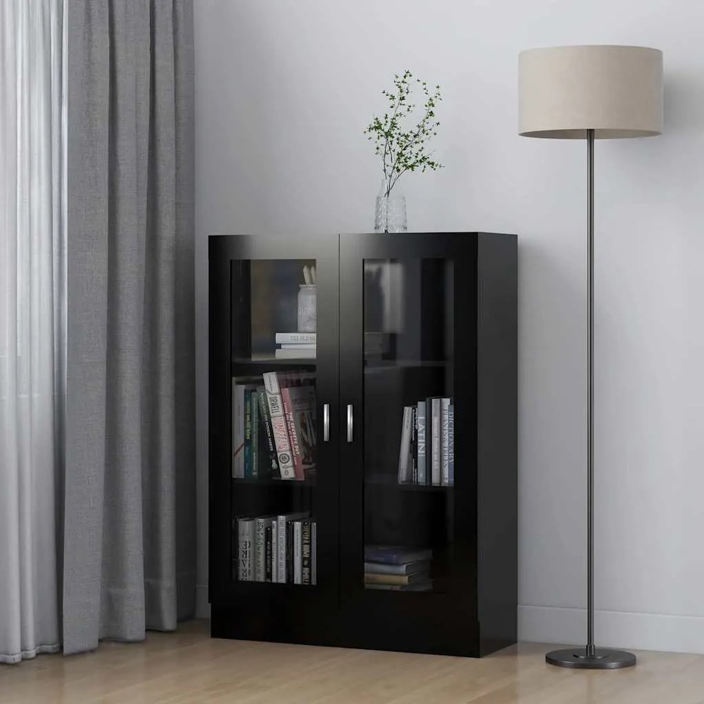 vidaXL Βιτρίνα Μαύρη 82,5 x 30,5 x 115 εκ. Επεξ. Ξύλο