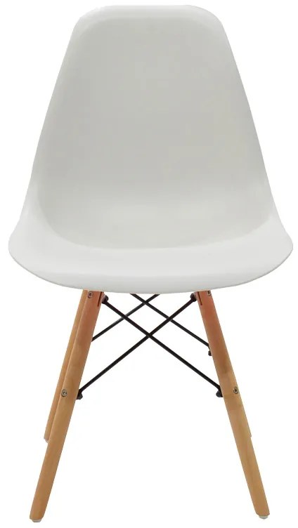 Τραπεζαρία Elijah-Julita pakoworld σετ 3τεμ pp-pu σε λευκή απόχρωση με φυσικό πόδι Φ60x74εκ