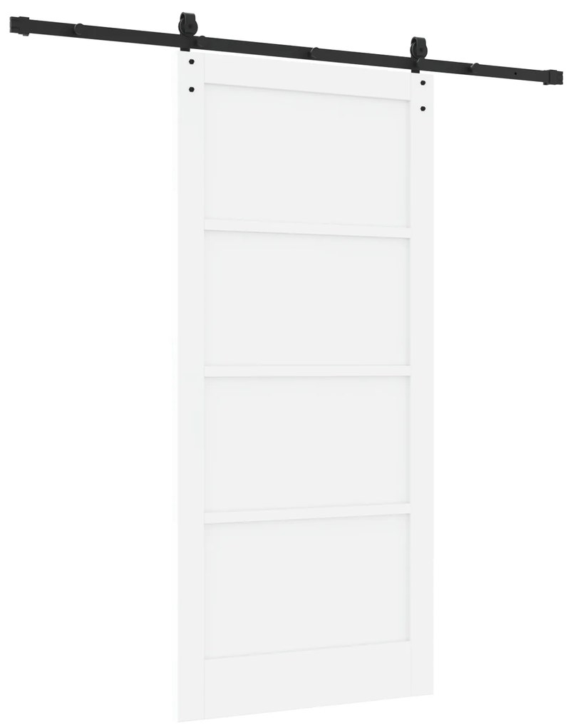 vidaXL Συρόμενη Πόρτα με Σετ Υλικών Λευκή 93x202 εκ. Συμπαγές Ξύλο Πεύκου