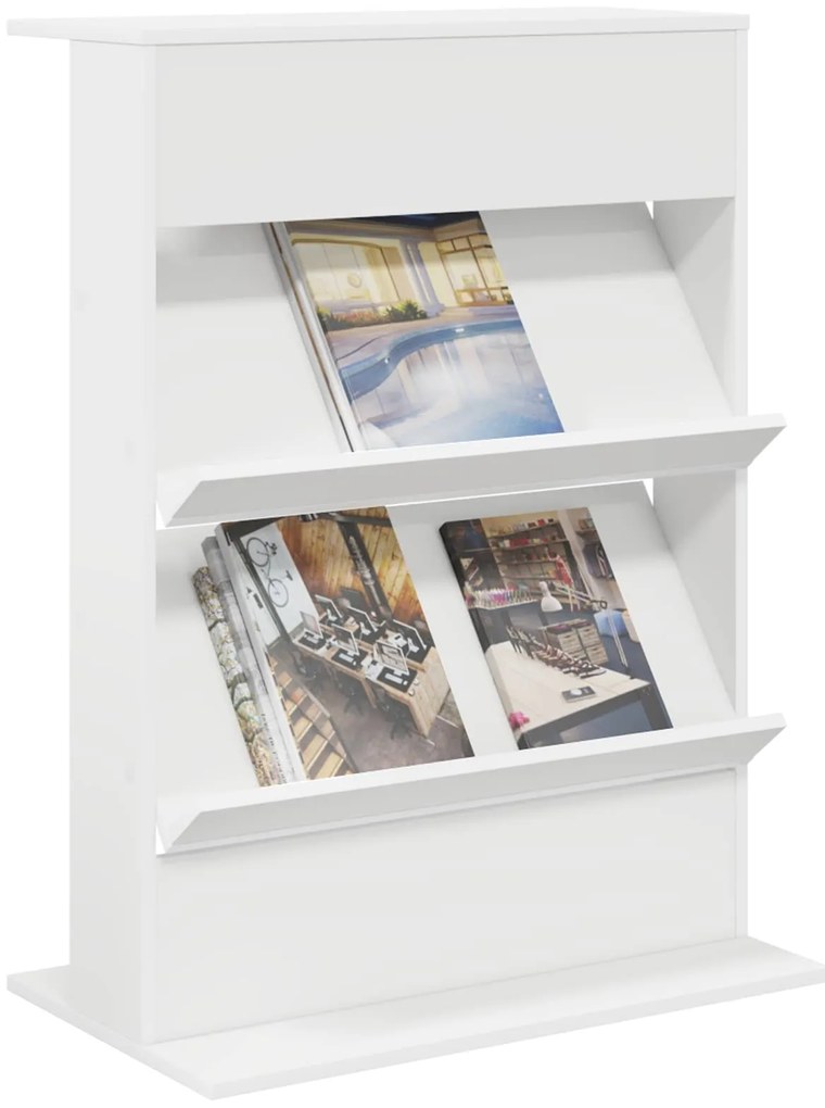 vidaXL Ράφι Περιοδικών Λευκό 70 x 41 x 96 εκ. Επεξεργασμένο ξύλο