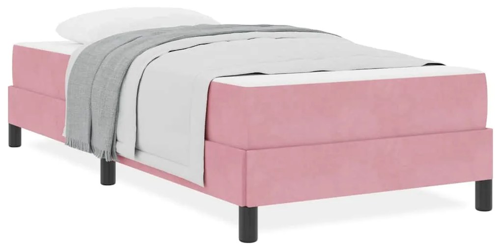 vidaXL Κρεβάτι box spring με στρώμα Ροζ 80 x 200 cm Βελούδο