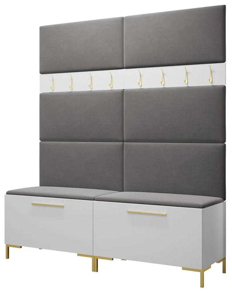 Σετ διαδρόμου Hartford F101, 196x168x46cm, 32 kg, Άσπρο, Ταπισερί, Πλαστικοποιημένη μοριοσανίδα, Εντοιχισμένη, Τοίχου | Epipla1.gr