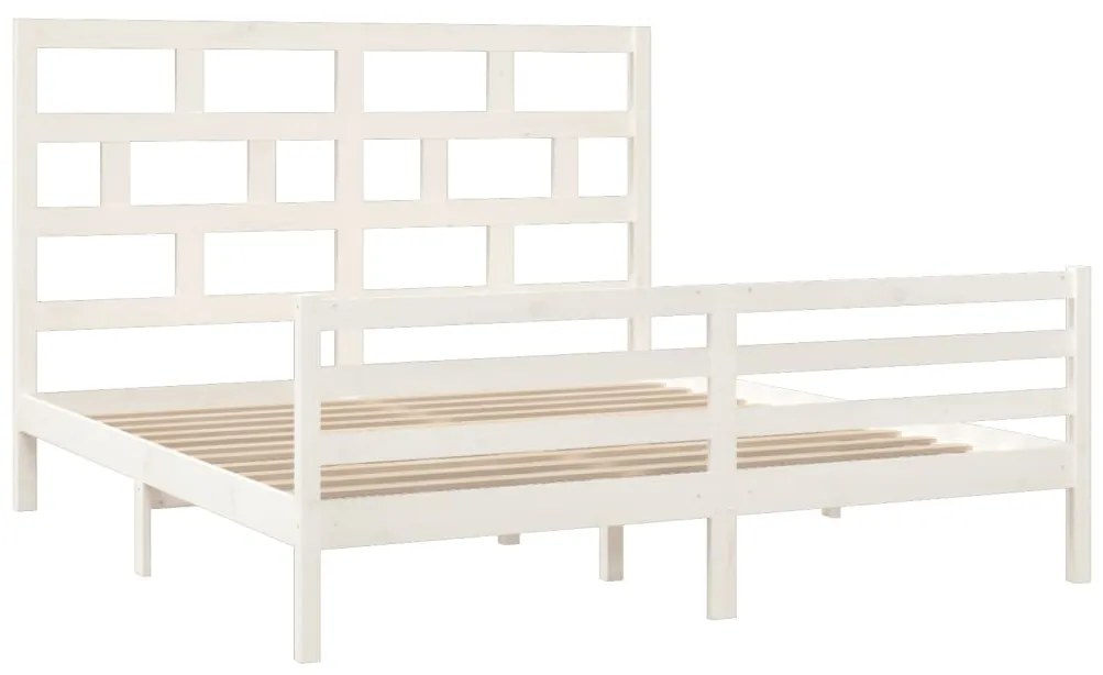 vidaXL Πλαίσιο Κρεβατιού Λευκό 180 x 200 εκ. Μασίφ Ξύλο Super King