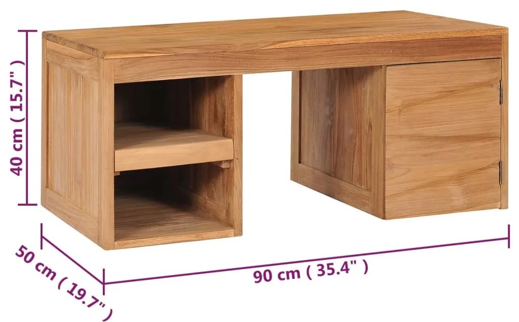 vidaXL Τραπεζάκι Σαλονιού 90 x 50 x 40 εκ. από Μασίφ Ξύλο Teak