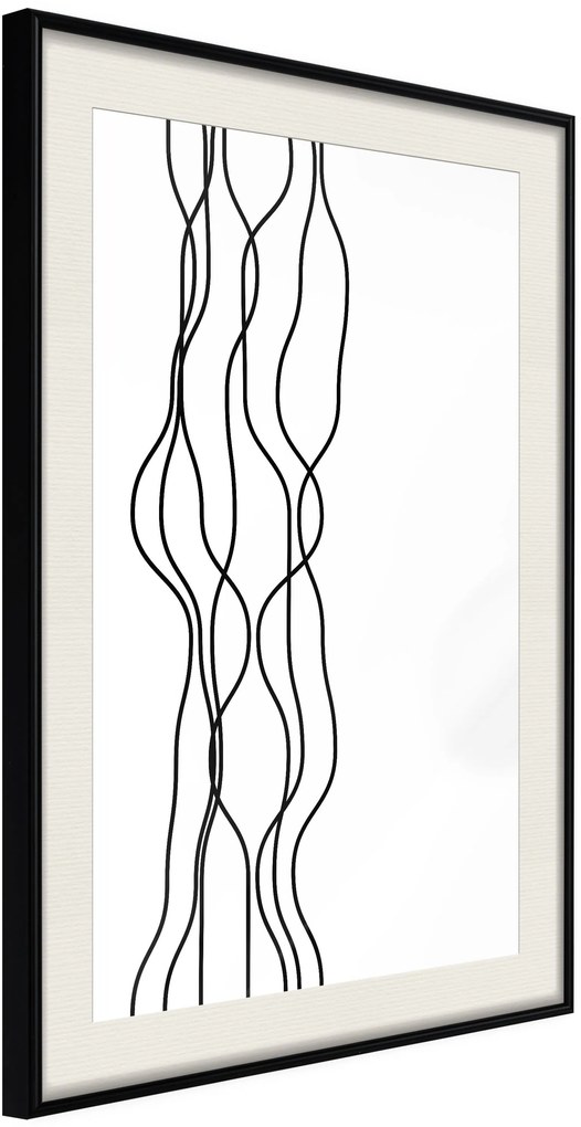 Αφίσα - Wavy Lines - 30x45 - Μαύρο - Με πασπαρτού