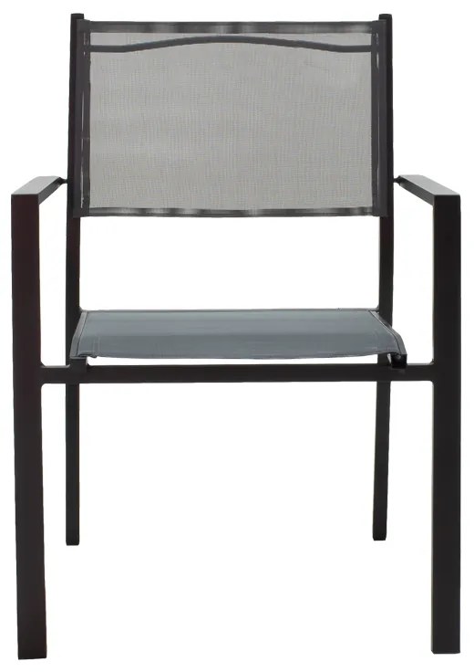 Τραπεζαρία Moly - Kliton σετ 3τεμ pakoworld ανθρακί και μαύρο αλουμίνιο-textilene σε ανθρακί απόχρωση 80x80x74εκ