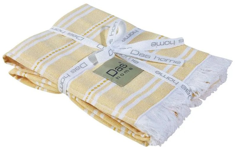 Ποτηρόπανα 0709 (Σετ 2τμχ) Yellow-White Das Home 100% Cotton
