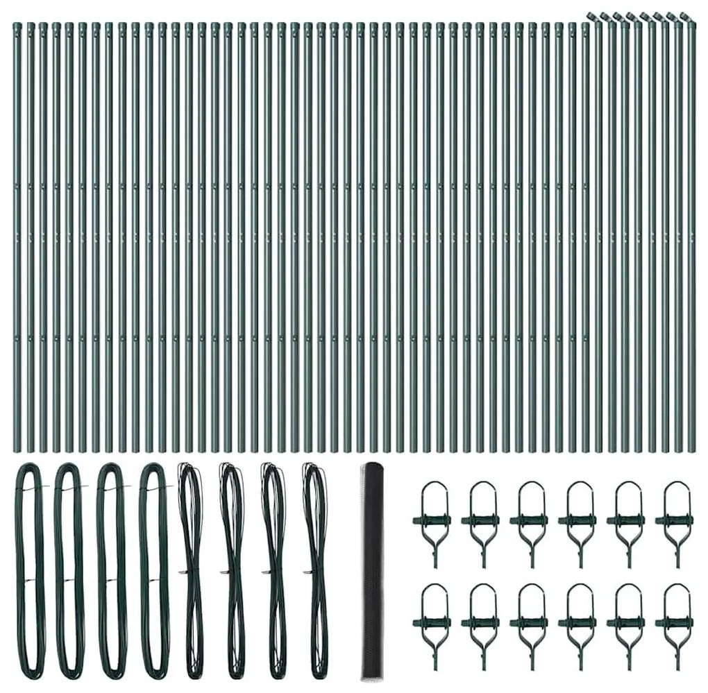 Φράχτης με Στήλες. Γκρι 1.6 x 100 m Ατσάλι με επικάλυψη PVC