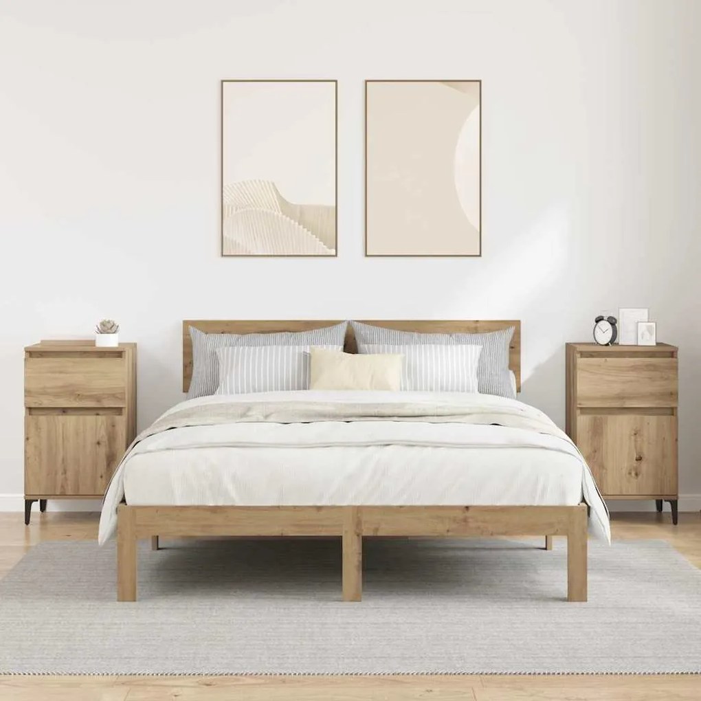 vidaXL Κομοδίνο 2 pcs artisan δρυς 40 x 35 x 70 εκ. Επεξεργασμένο ξύλο