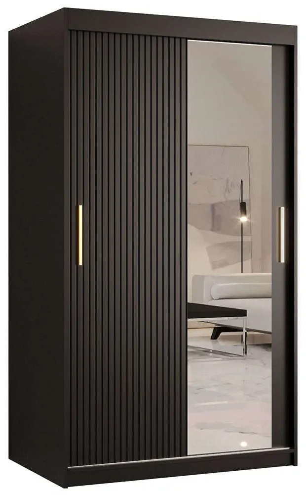 Ντουλάπα Δίφυλλη Συρόμενη Riflo Slim 162575479 100x62x200cm Black-Gold Δίφυλλη