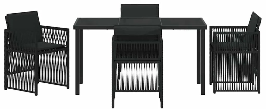 vidaXL Σέτ φαγητού για κήπο 5 pcs Μαύρο Χάλυβας με επίστρωση πούδρας