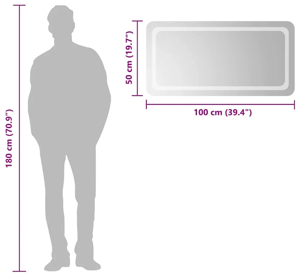 vidaXL Καθρέφτης Μπάνιου με LED 100x50 εκ.