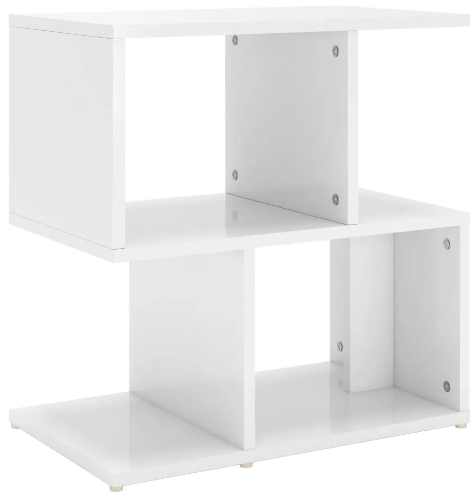 vidaXL Κομοδίνο Γυαλιστερό Λευκό 50x30x51,5 εκ. από Επεξ. Ξύλο