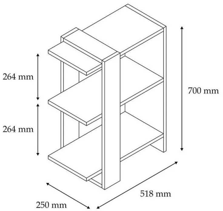 Βιβλιοθήκη Maverick pakoworld σε sonoma-ανθρακί απόχρωση 51,8x25x70εκ (1 τεμάχια)
