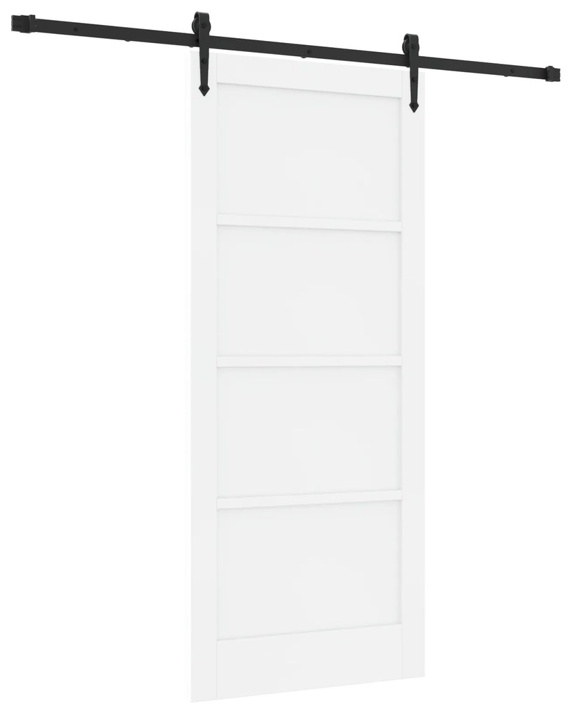 vidaXL Πόρτα Συρόμενη με Σετ Υλικών Λευκή 86x198.5 εκ. Από Στερεό Ξύλο Πεύκου