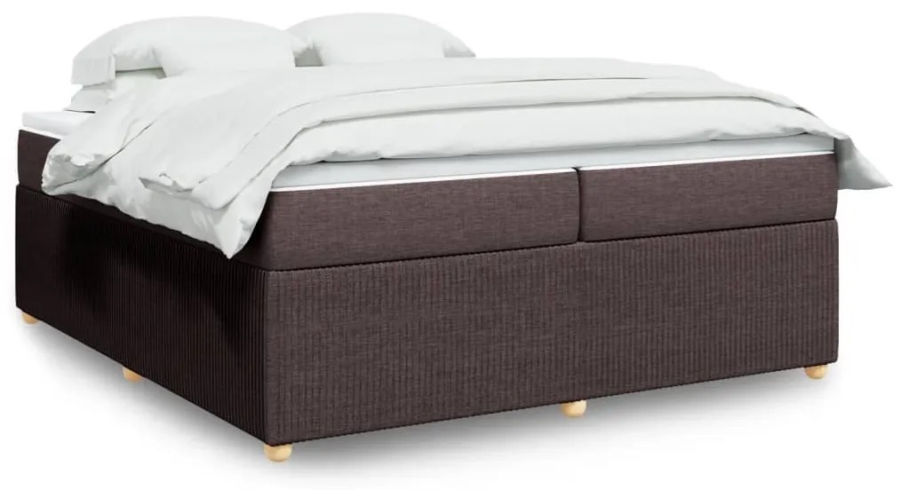 Κρεβάτι Boxspring με Στρώμα Σκούρο Καφέ 200x200 εκ. Υφασμάτινο