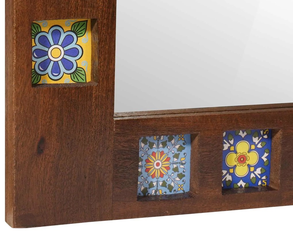 vidaXL Καθρέφτης Μπάνιου Καρυδιά 50 x 70 x 3 εκ. Στερεό ξύλο μάνγκο