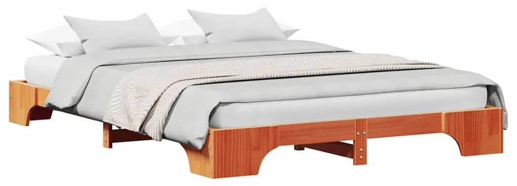 vidaXL Σκελετός Κρεβατιού Καφέ κεριού 160 x 200 cm Μασίφ ξύλο πεύκου