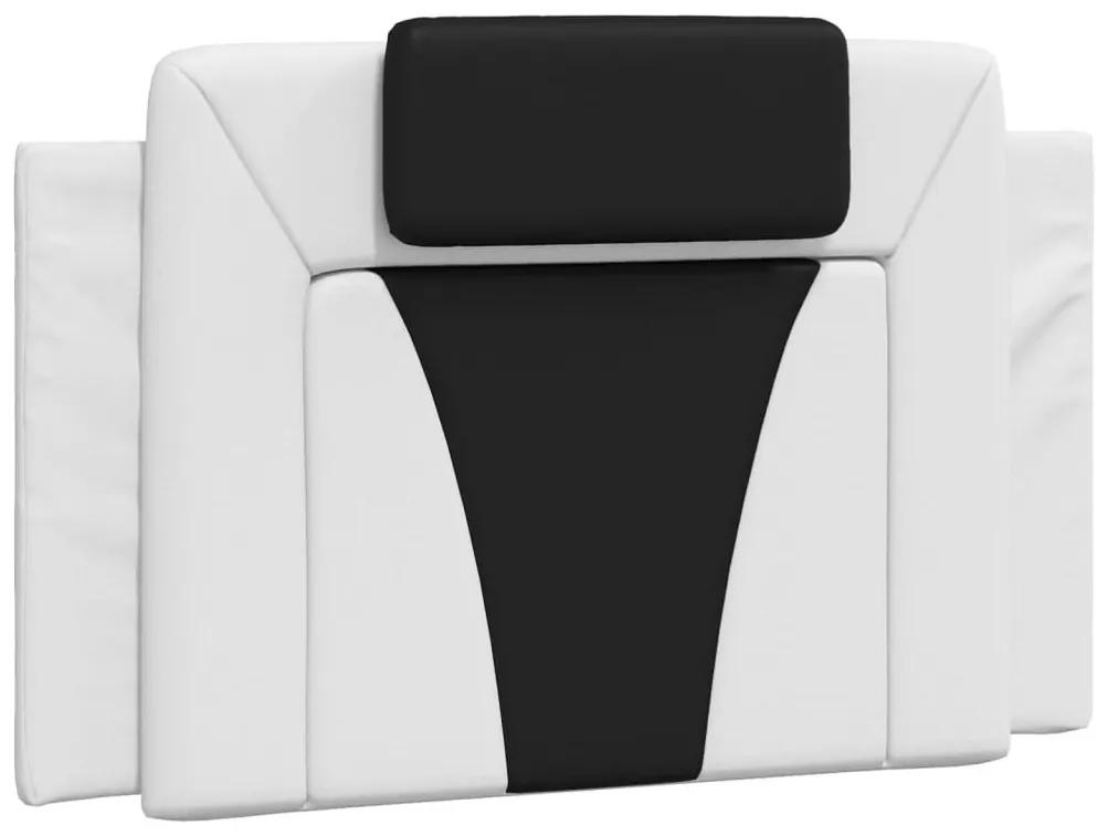 Πλαίσιο Κρεβατιού με Κεφαλάρι Λευκό/Μαύρο 90x190εκ. Συνθ. Δέρμα - Λευκό
