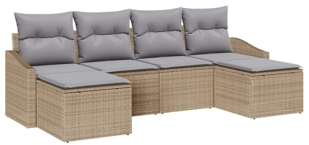 vidaXL Σετ Καναπέ Κήπου 6 pcs Μπεζ Πολυ ράταν