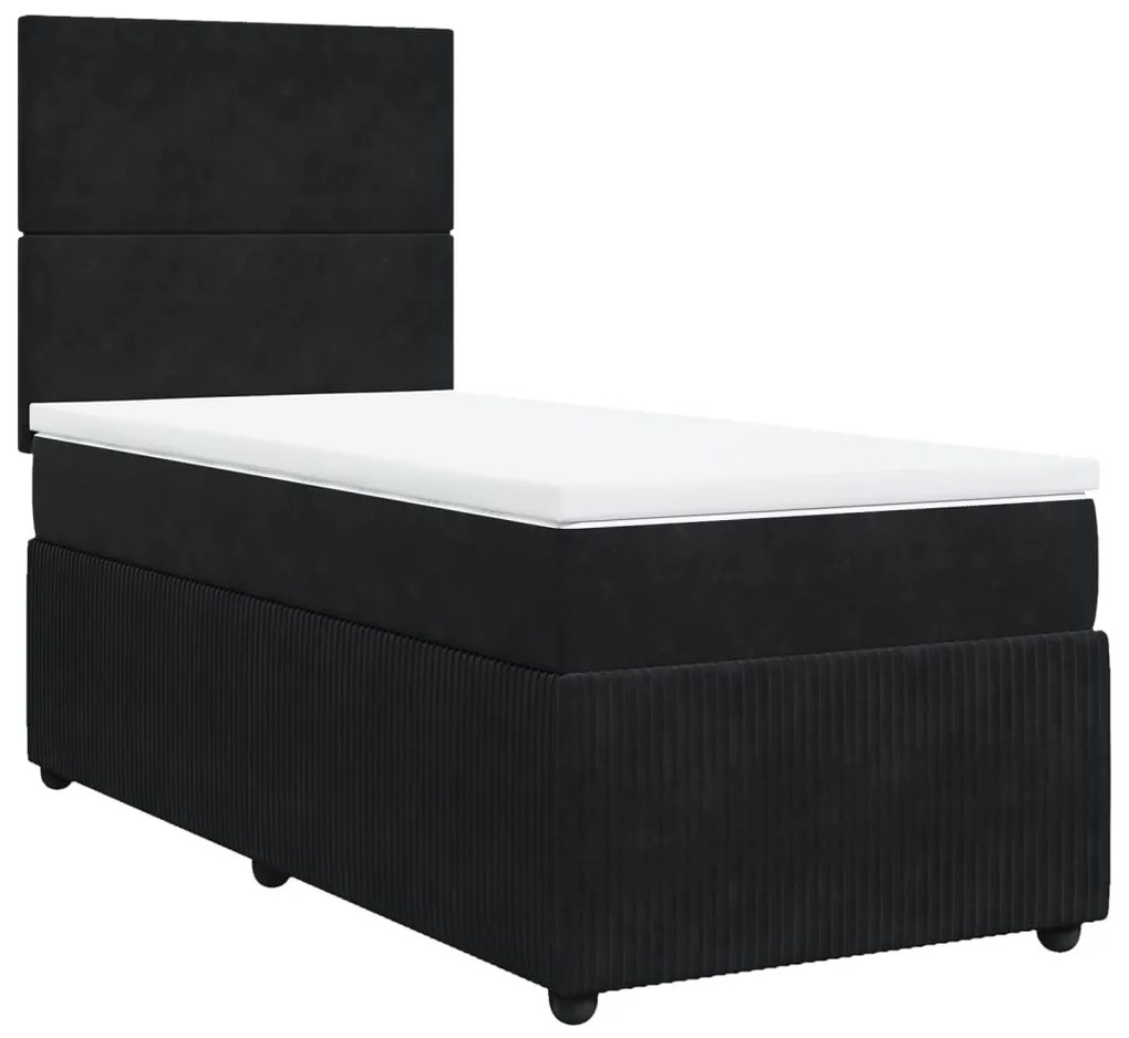 vidaXL Κρεβάτι Boxspring με Στρώμα Μαύρο 80 x 200 εκ. Βελούδινο