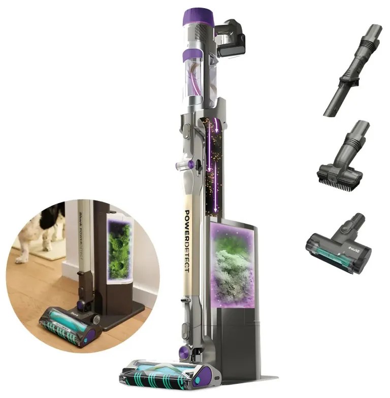 Όρθια ηλεκτρική σκούπα Shark IP3251EUT, 380W, 0.7 l, PowerDetect, Βραχίονας με δυνατότητα απόσπασης, Αυτονομία 70 λεπτά, Γκρι/Μωβ