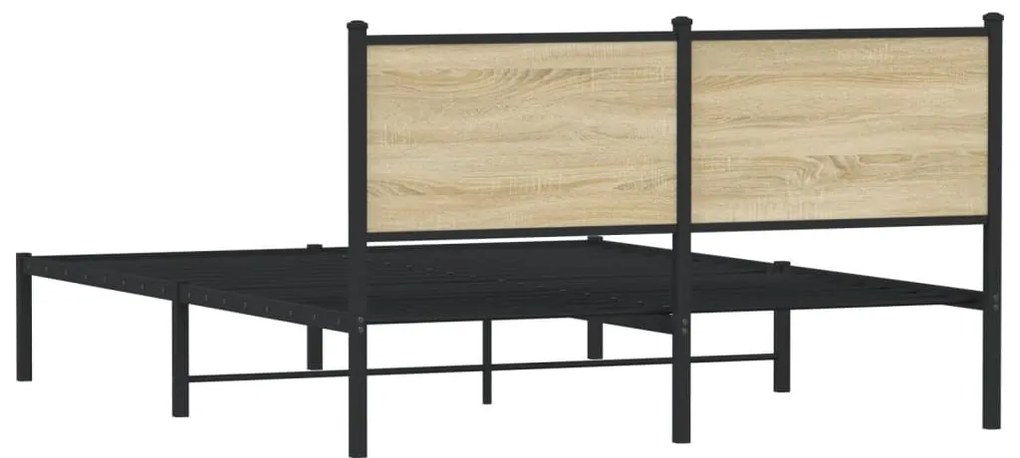 vidaXL Σκελετός Κρεβ. Χωρίς Στρώμα Sonoma Δρυς 140x200 εκ. Μεταλλικό