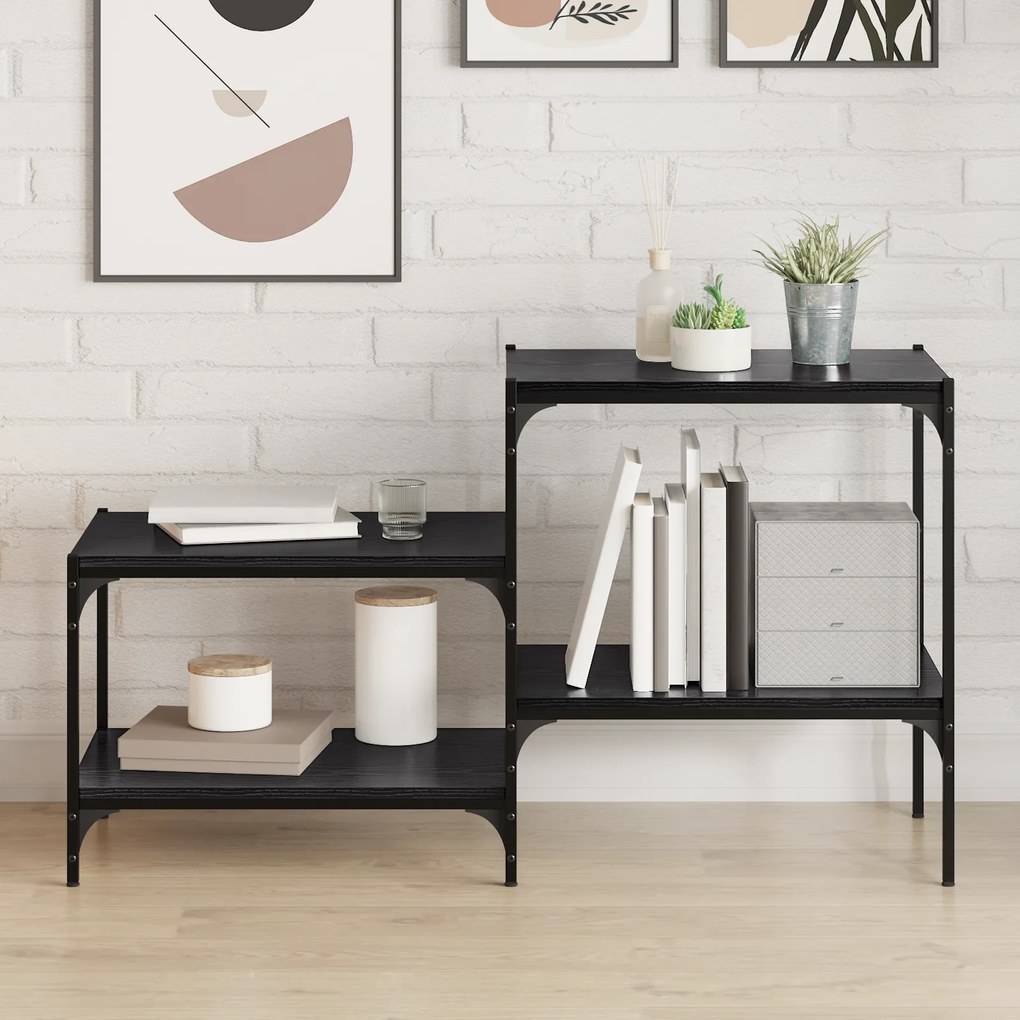 vidaXL Δίσκος Βιβλιοθήκης 4 pcs Μαύρο 100 x 40 x 1.5 εκ. Μοριοσανίδα