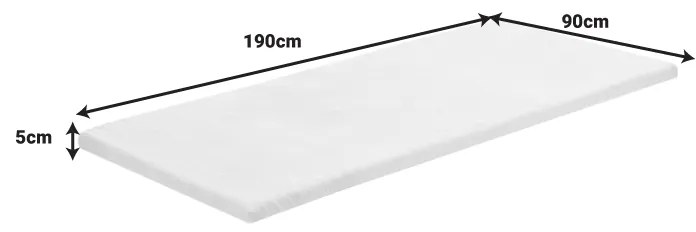 Ανώστρωμα Casmeriane pakoworld λευκό ύφασμα-memory foam 90x190x5εκ (1 τεμάχια)