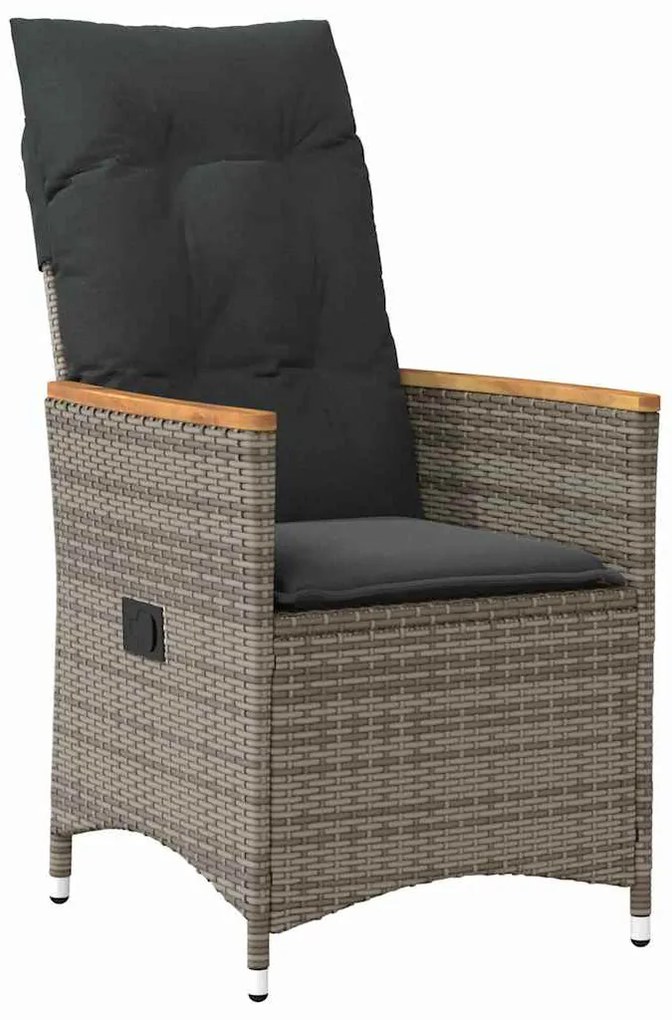 vidaXL Σέτ φαγητού για κήπο με μαξιλάρι 7 pcs Γκρι Πολυ ράταν