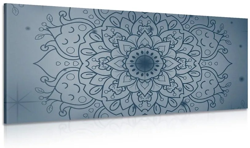 Εικόνα σκούρο μπλε λουλούδι μάνταλα - 100x50
