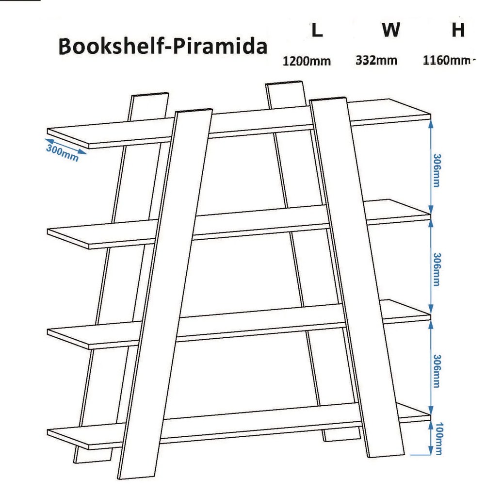 Βιβλιοθήκη PIRAMIDA Φυσικό 120x33,20x116