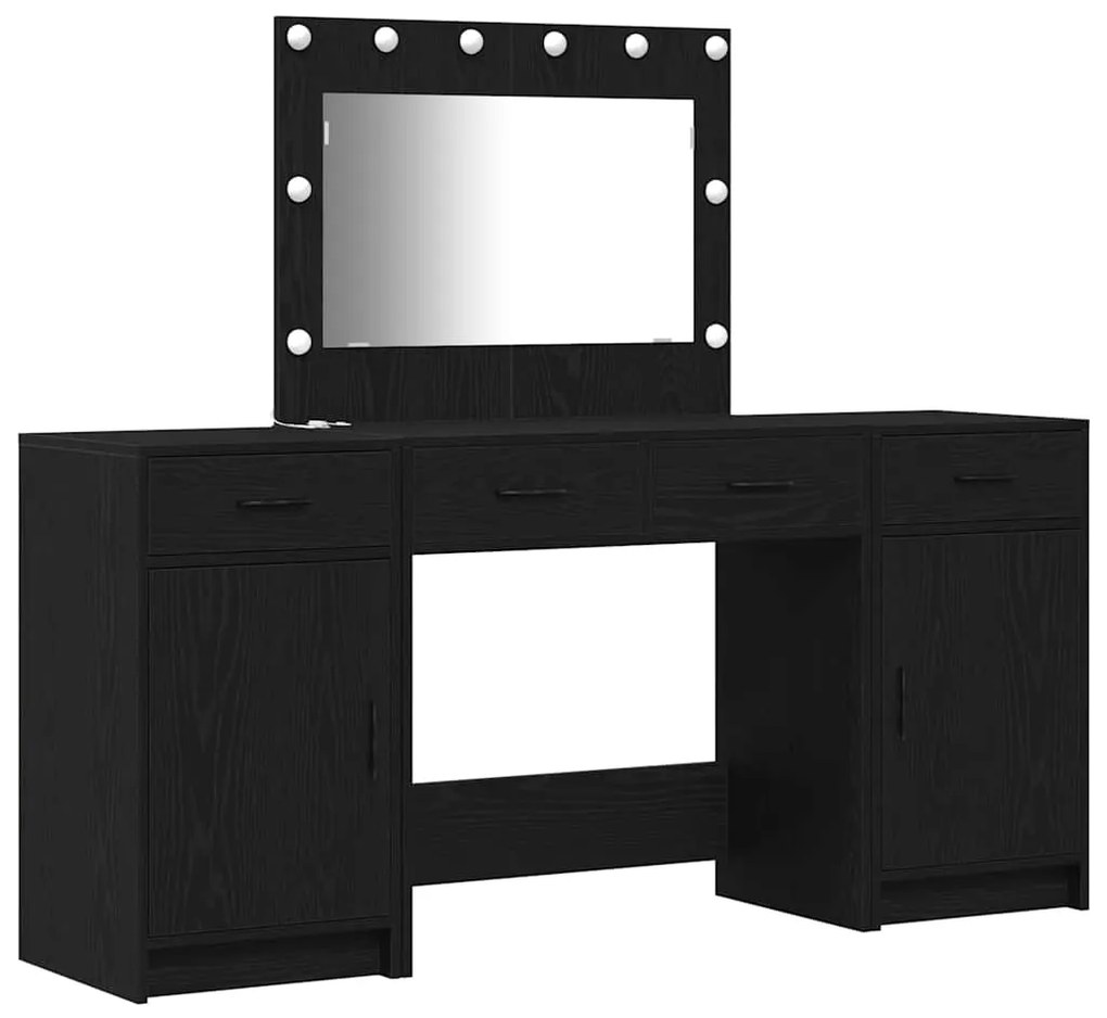 vidaXL Τραπέζι περιποίησης με συρτάρι 3 pcs Μαύρο 40 x 41 x 75 εκ