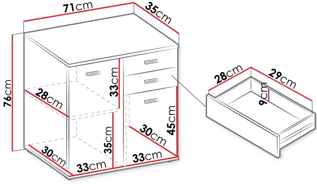 Έπιπλο αποθήκευσης Mike 2D2S