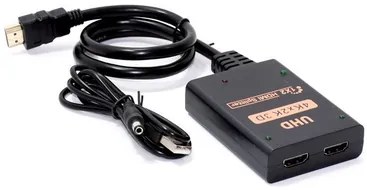 HDMI splitter CAB-H156, 1-in σε 2-out, 4K/60Hz, HDR/HDCP, 50cm, μαύρο