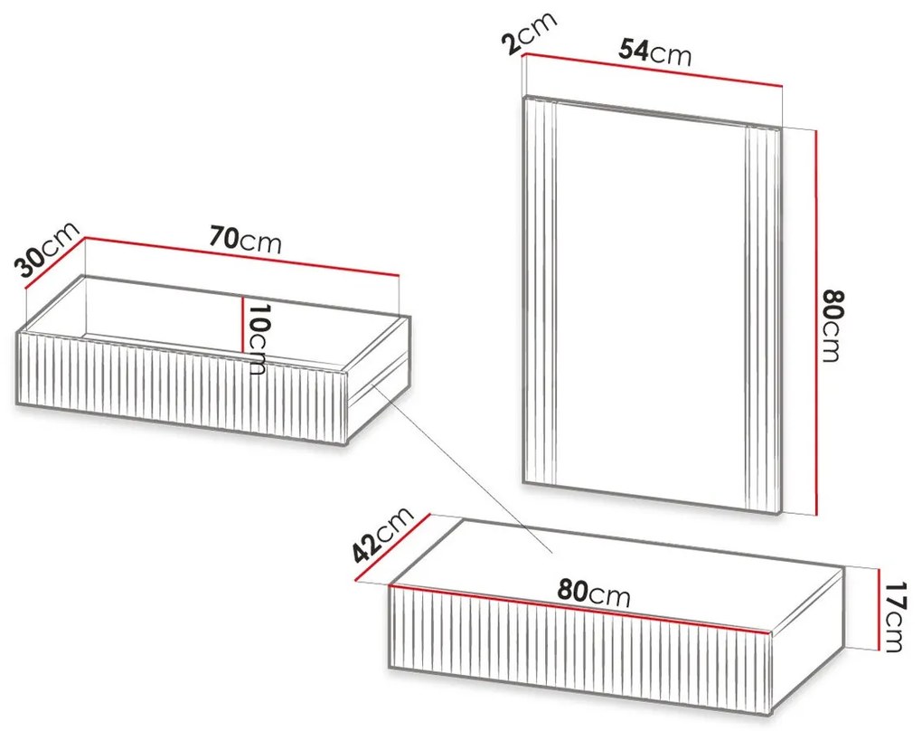 Τουαλέτα Charlotte H111, Άσπρο, Καθρέφτης, 97x80x42cm, 19 kg | Epipla1.gr