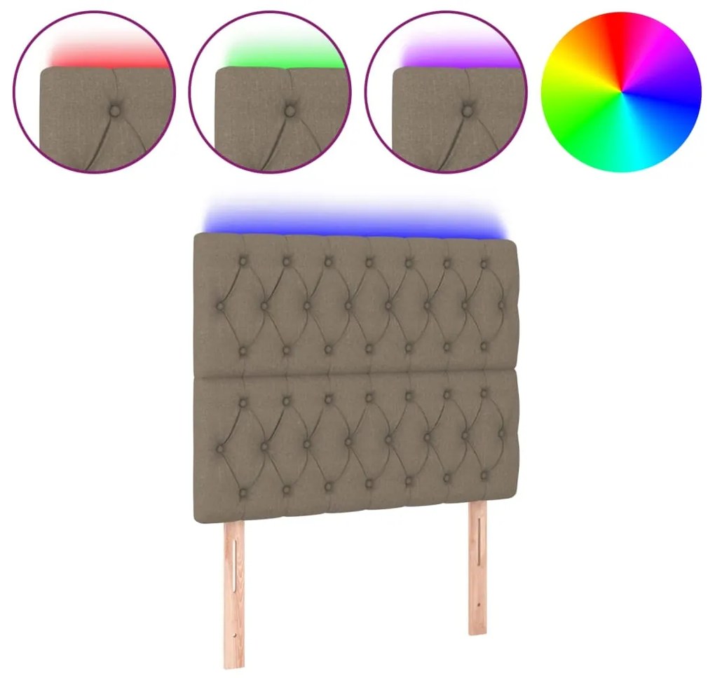 vidaXL Κεφαλάρι Κρεβατιού LED Taupe 100x7x118/128 εκ. Υφασμάτινο
