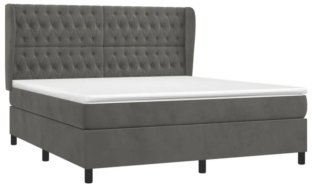 ΚΡΕΒΑΤΙ BOXSPRING ΜΕ ΣΤΡΩΜΑ ΣΚΟΥΡΟ ΓΚΡΙ 160X200 ΕΚ. ΒΕΛΟΥΔΙΝΟ 3129400