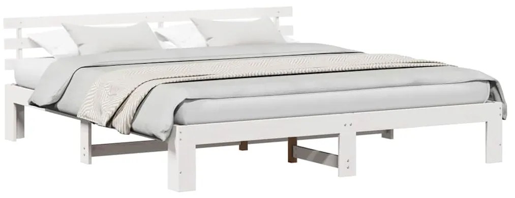 vidaXL Σκελετός Κρεβατιού Λευκό 200 x 200 cm Μασίφ ξύλο πεύκου