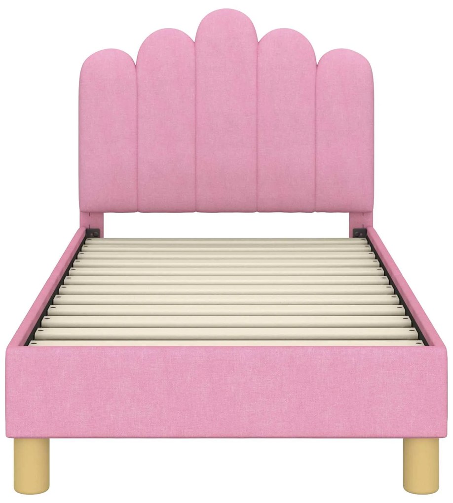 vidaXL Κρεβατική βάση για παιδιά με προσκέφαλο Ροζ 70 x 140 cm ύφασμα