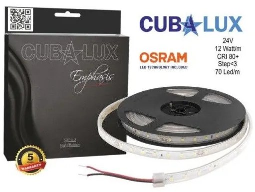 Ταινία LED 12W/m 5M 70LED/M 24V CRI80 4000K 1515lm/m EMPHASIS 770055 Cubalux 770055